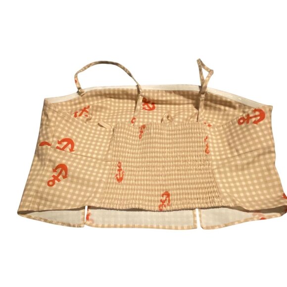 Anthropologie L Gingham Anchor Print Crop Top With Adjustable Straps & Smocked B - Picture 8 of 14